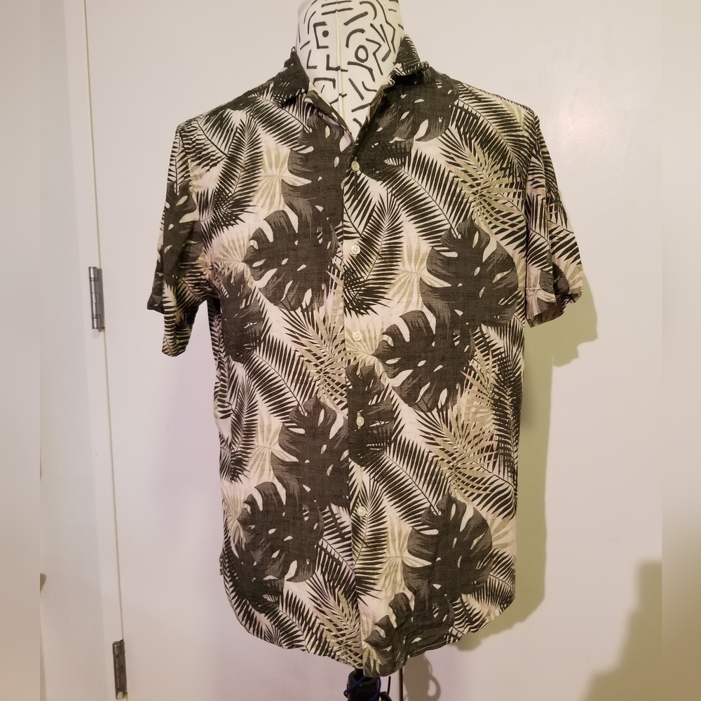 Zara Mens Large Tropicak Print Button up Short Sleeve Shirt